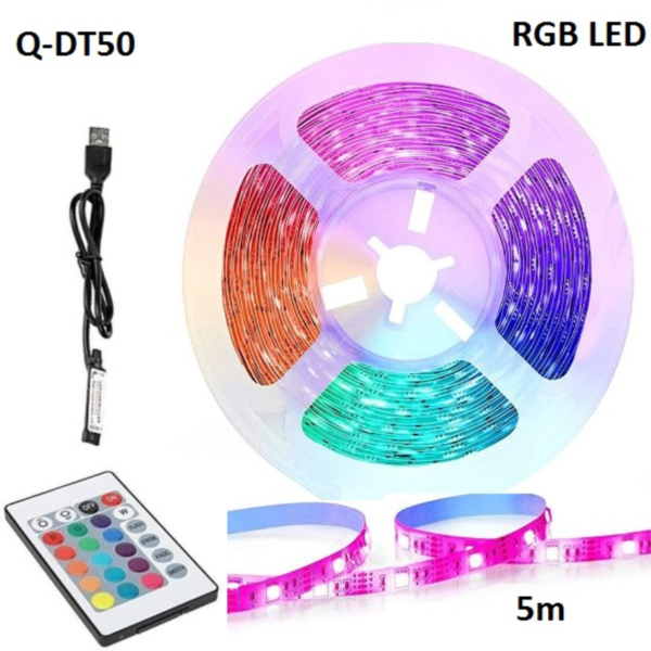 Banda LED RGB USB 5m cu telecomanda Andowl Q-DT50
